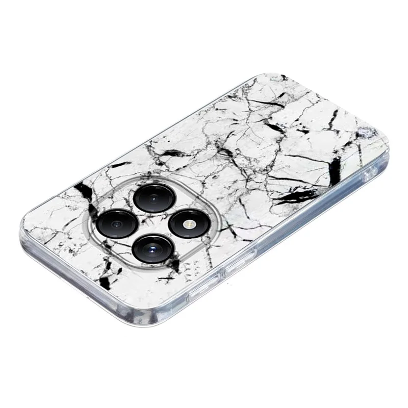 Soft TPU Case for Xiaomi Redmi Note 14 Pro 4G / 14 Pro 5G Marble Pattern Printing Phone Cover - White-Cellmalls