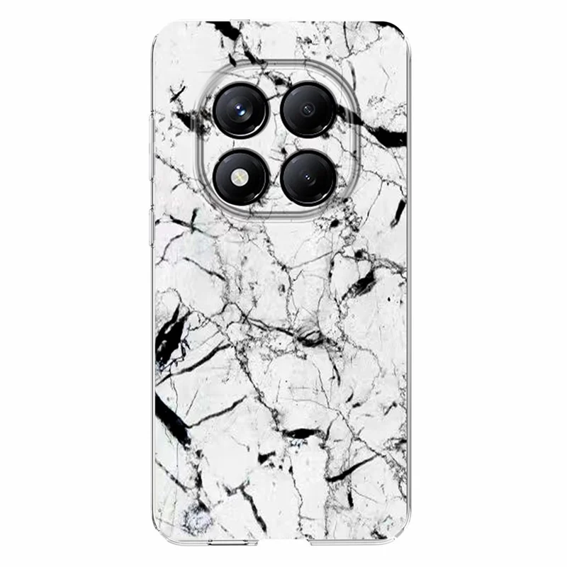 Soft TPU Case for Xiaomi Redmi Note 14 Pro 4G / 14 Pro 5G Marble Pattern Printing Phone Cover - White-Cellmalls