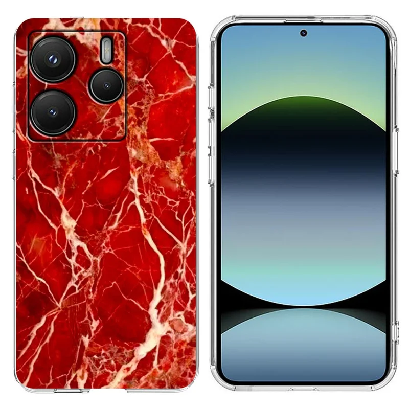 For Xiaomi Redmi Note 14 4G (164.84mm) Case Marble Pattern Printing Soft TPU Phone Cover - White-Cellmalls