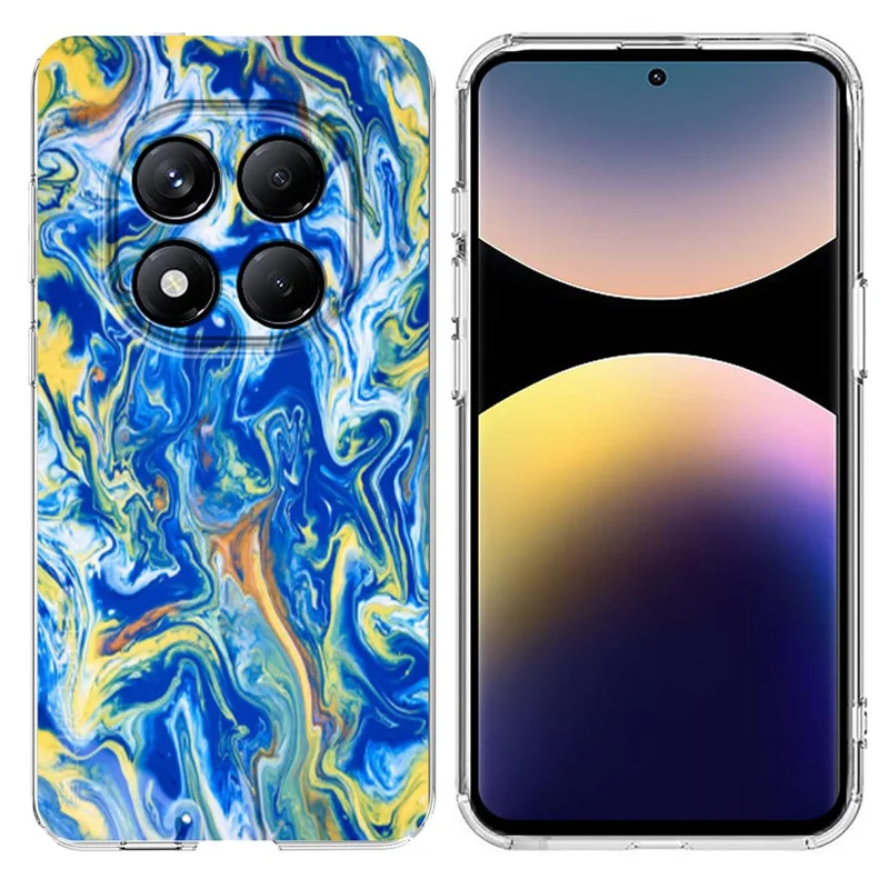 Soft TPU Case for Xiaomi Redmi Note 14 Pro 4G / 14 Pro 5G Marble Pattern Printing Phone Cover - White-Cellmalls