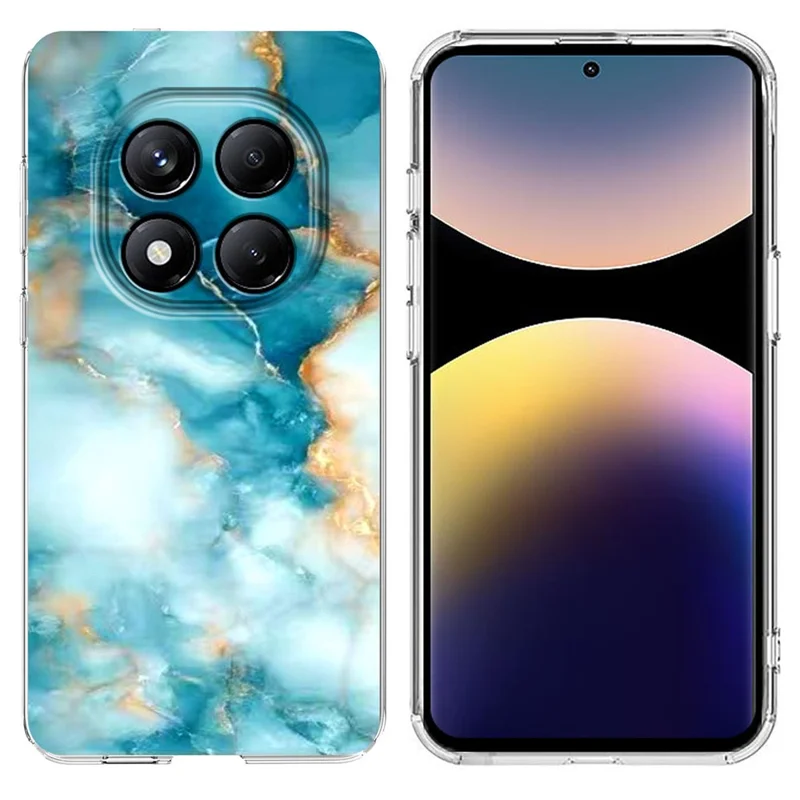 Soft TPU Case for Xiaomi Redmi Note 14 Pro 4G / 14 Pro 5G Marble Pattern Printing Phone Cover - White-Cellmalls