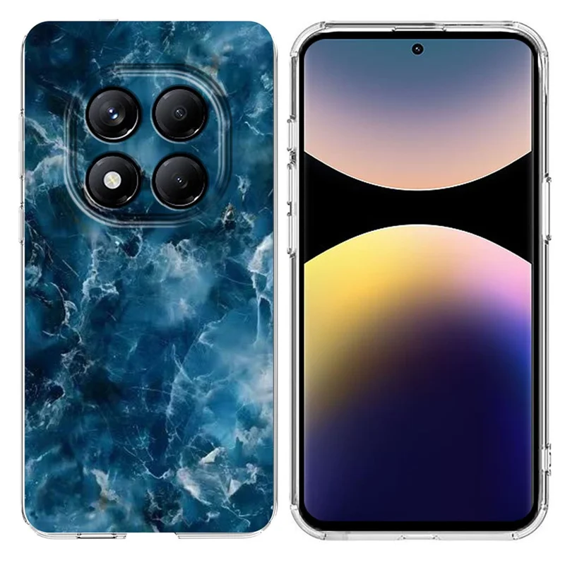 Soft TPU Case for Xiaomi Redmi Note 14 Pro 4G / 14 Pro 5G Marble Pattern Printing Phone Cover - White-Cellmalls