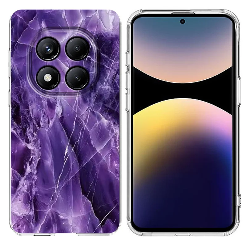 Soft TPU Case for Xiaomi Redmi Note 14 Pro 4G / 14 Pro 5G Marble Pattern Printing Phone Cover - White-Cellmalls