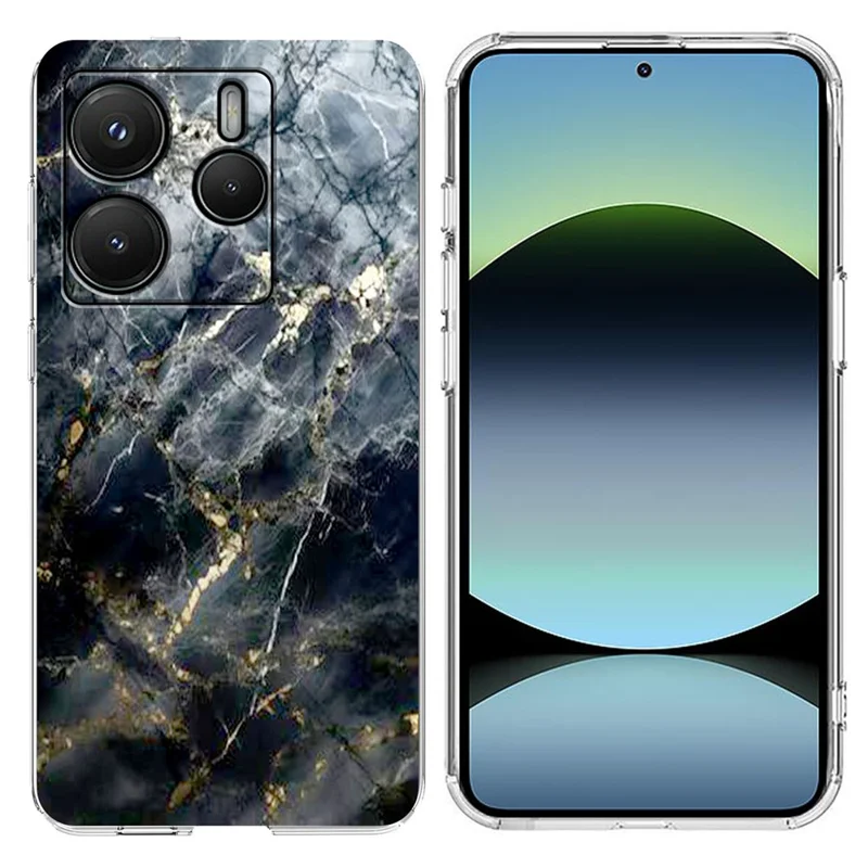 Soft TPU Case for Xiaomi Redmi Note 14 5G / Poco M7 Pro 5G Marble Pattern Printing Phone Cover - White-Cellmalls