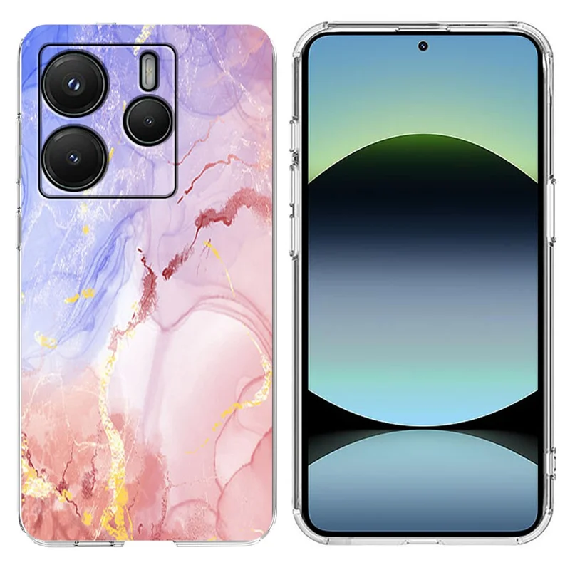 For Xiaomi Redmi Note 14 4G (164.84mm) Case Marble Pattern Printing Soft TPU Phone Cover - White-Cellmalls