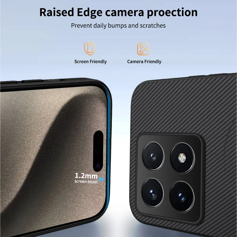 For Xiaomi 14T Magnetic Case WANLONFENG TQ1 Series Carbon Fiber Texture PC TPU Phone Cover with 2Pcs Screen Films - Black-Cellmalls