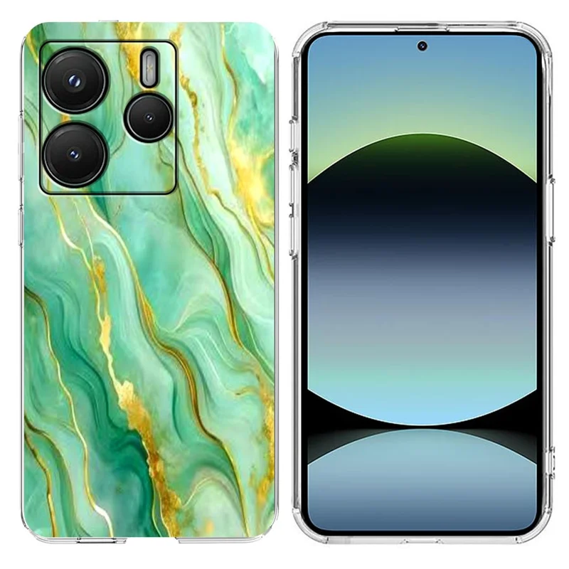 For Xiaomi Redmi Note 14 4G (164.84mm) Case Marble Pattern Printing Soft TPU Phone Cover - White-Cellmalls