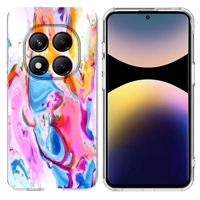 Soft TPU Case for Xiaomi Redmi Note 14 Pro 4G / 14 Pro 5G Marble Pattern Printing Phone Cover - White-Cellmalls