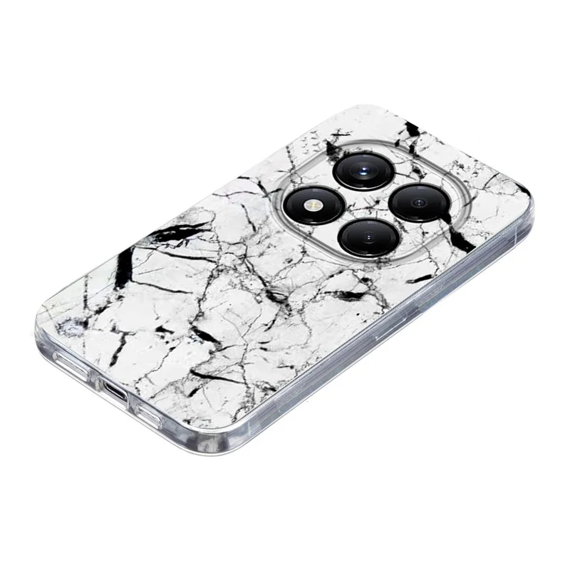 Soft TPU Case for Xiaomi Redmi Note 14 Pro 4G / 14 Pro 5G Marble Pattern Printing Phone Cover - White-Cellmalls