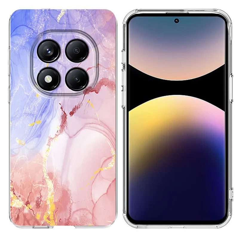 Soft TPU Case for Xiaomi Redmi Note 14 Pro 4G / 14 Pro 5G Marble Pattern Printing Phone Cover - White-Cellmalls