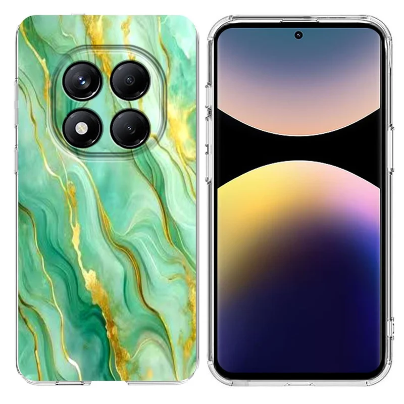 Soft TPU Case for Xiaomi Redmi Note 14 Pro 4G / 14 Pro 5G Marble Pattern Printing Phone Cover - White-Cellmalls