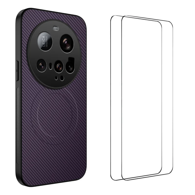 For Xiaomi 15 Ultra Magnetic Case WANLONFENG TQ1 Series Carbon Fiber Texture PC TPU Phone Cover with 2Pcs Screen Films - Black-Cellmalls