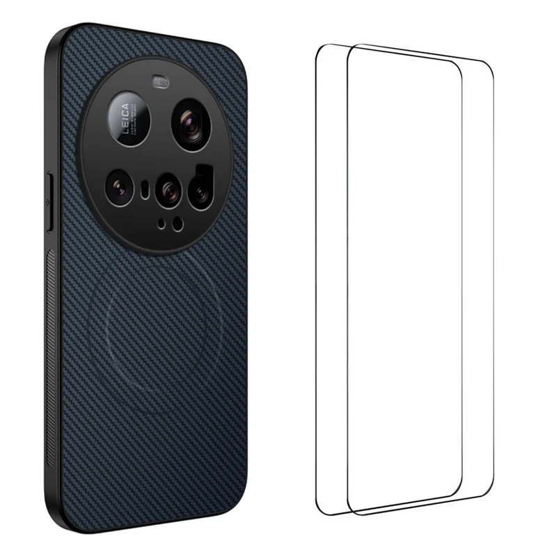 For Xiaomi 15 Ultra Magnetic Case WANLONFENG TQ1 Series Carbon Fiber Texture PC TPU Phone Cover with 2Pcs Screen Films - Black-Cellmalls