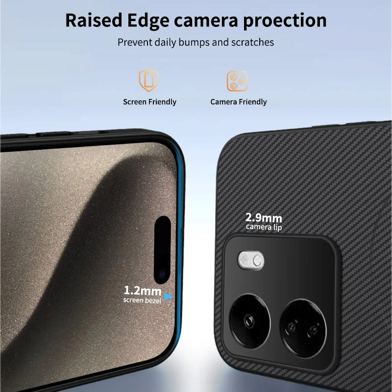 For Xiaomi Redmi 13C 4G Magnetic Case WANLONFENG TQ1 Series Carbon Fiber Texture PC TPU Phone Cover with 2Pcs Screen Films - Black-Cellmalls