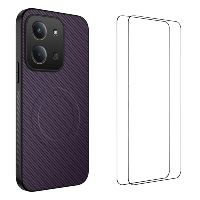 For Xiaomi Redmi 15C 5G (EU) (173mm) / 15C 4G (EU) (173mm) Magnetic Case WANLONFENG TQ1 Carbon Fiber Texture Phone Cover with 2Pcs Films - Black-Cellmalls