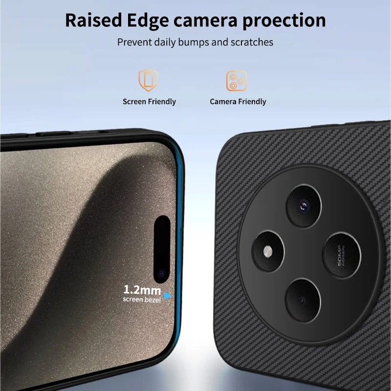 For Xiaomi Redmi 14C 4G Magnetic Case WANLONFENG TQ1 Series Carbon Fiber Texture PC TPU Phone Cover with 2Pcs Screen Films - Black-Cellmalls