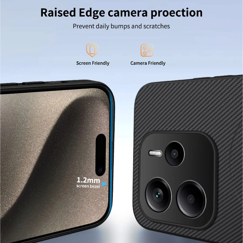 For Xiaomi Redmi Note 14 5G Magnetic Case WANLONFENG TQ1 Series Carbon Fiber Texture PC TPU Phone Cover with 2Pcs Screen Films - Black-Cellmalls