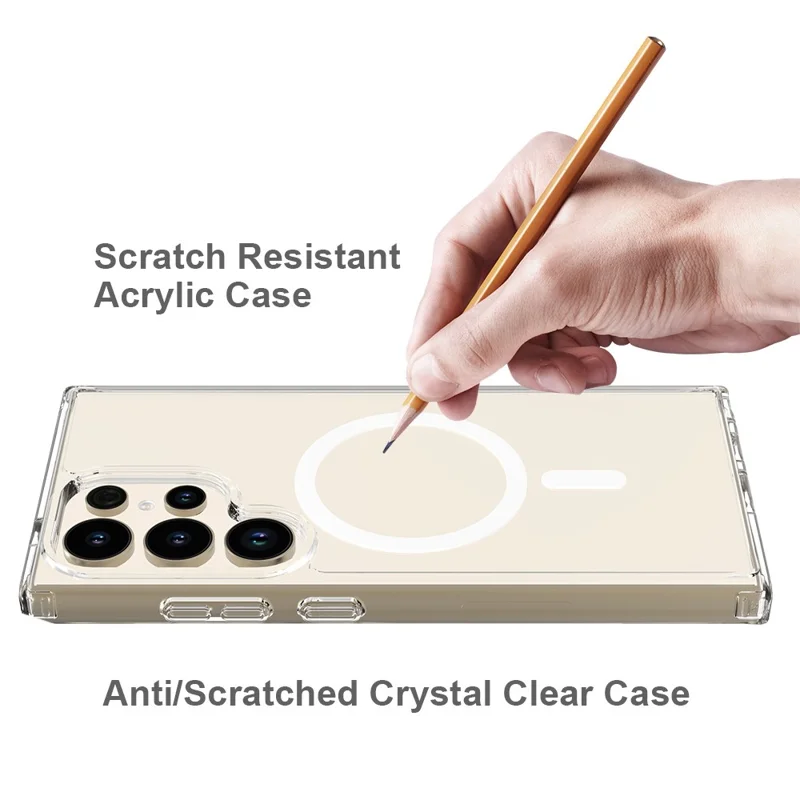 For Samsung Galaxy S24 Ultra Clear Case Acrylic+TPU Magnetic Phone Cover-Cellmalls