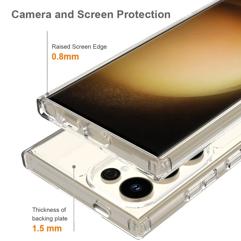 For Samsung Galaxy S24 Ultra Clear Case Acrylic+TPU Magnetic Phone Cover-Cellmalls
