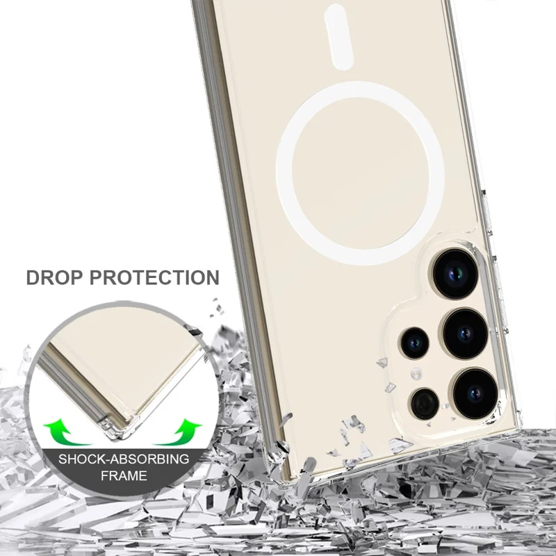 For Samsung Galaxy S24 Ultra Clear Case Acrylic+TPU Magnetic Phone Cover-Cellmalls
