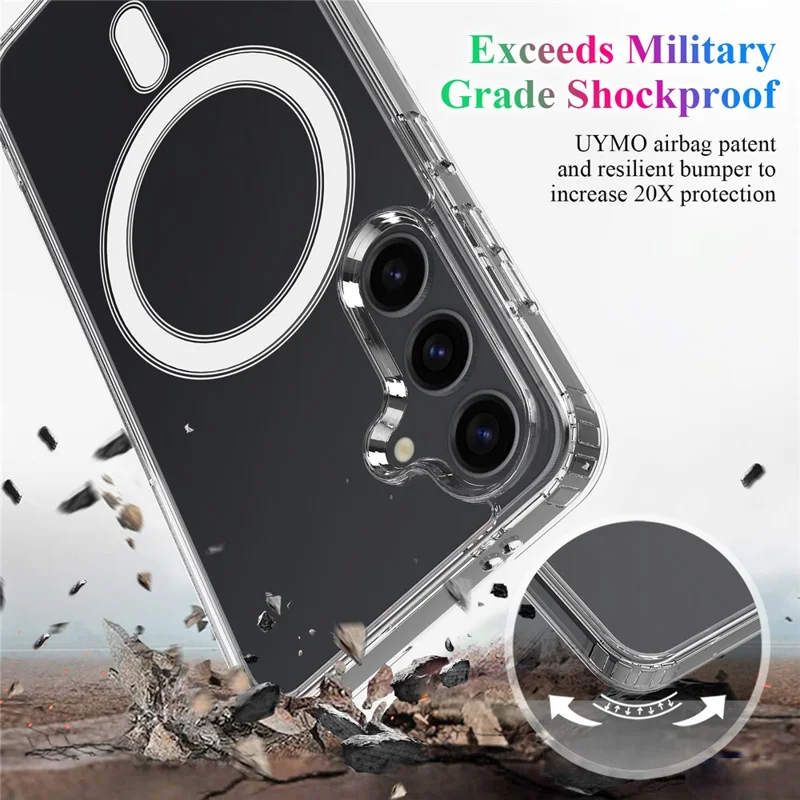 For Samsung Galaxy S25 Clear Case TPU+Acrylic Magnetic Phone Cover Compatible with MagSafe-Cellmalls