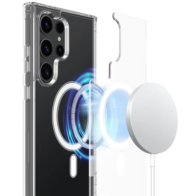 For Samsung Galaxy S25 Ultra Clear Case TPU+Acrylic Magnetic Phone Cover Compatible with MagSafe-Cellmalls