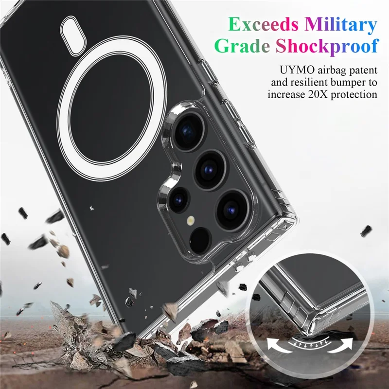 For Samsung Galaxy S25 Ultra Clear Case TPU+Acrylic Magnetic Phone Cover Compatible with MagSafe-Cellmalls