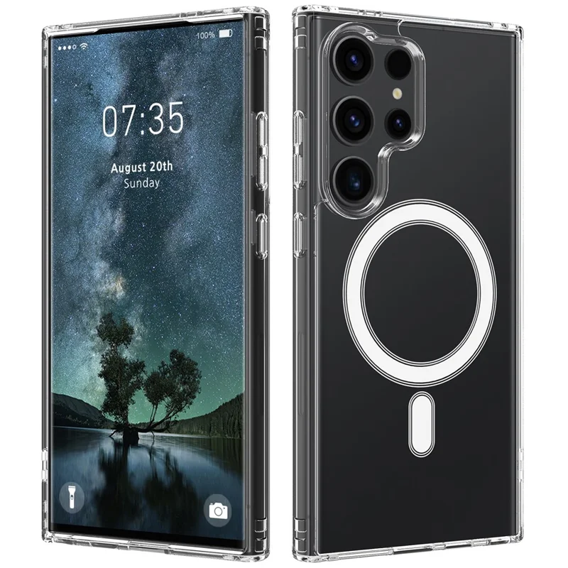 For Samsung Galaxy S25 Ultra Clear Case TPU+Acrylic Magnetic Phone Cover Compatible with MagSafe-Cellmalls