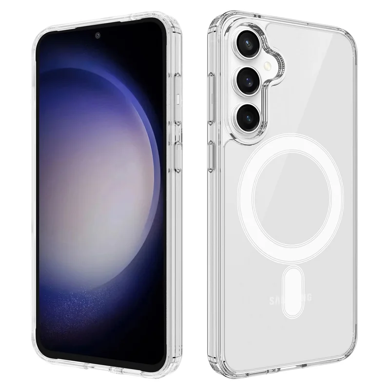 For Samsung Galaxy S25 FE Clear Phone Case Compatible with MagSafe TPU+Acrylic Back Cover - Clear-Cellmalls