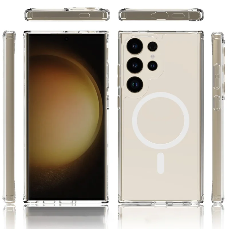 For Samsung Galaxy S24 Ultra Clear Case Acrylic+TPU Magnetic Phone Cover-Cellmalls