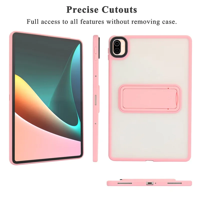 For Xiaomi Pad 5 / Pad 5 Pro Case with Kickstand TPU + PC Skin-Touch Tablet Cover - Pink-Cellmalls