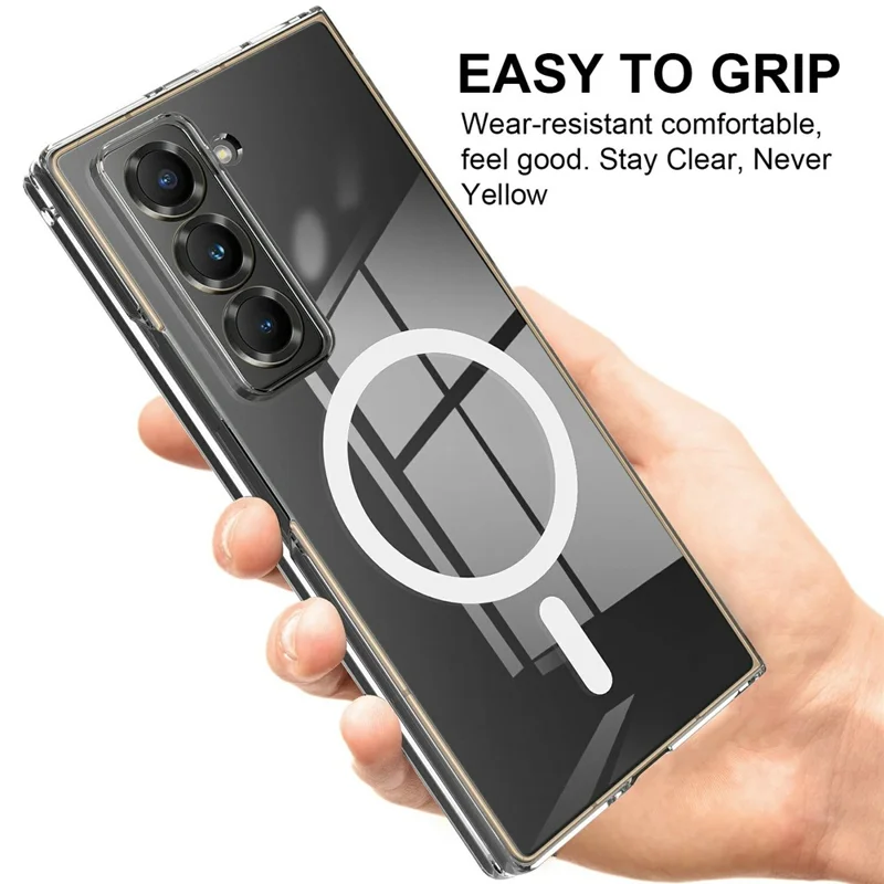 For Samsung Galaxy Z Fold Special Clear Phone Case Compatible with MagSafe TPU + Acrylic Back Cover-Cellmalls