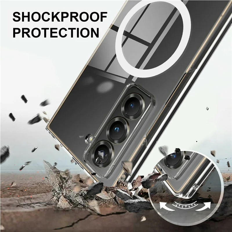 For Samsung Galaxy Z Fold Special Clear Phone Case Compatible with MagSafe TPU + Acrylic Back Cover-Cellmalls