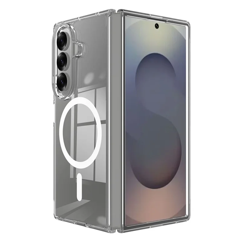 For Samsung Galaxy Z Fold7 5G Clear Phone Case Compatible with MagSafe TPU+Acrylic Back Cover - Clear-Cellmalls