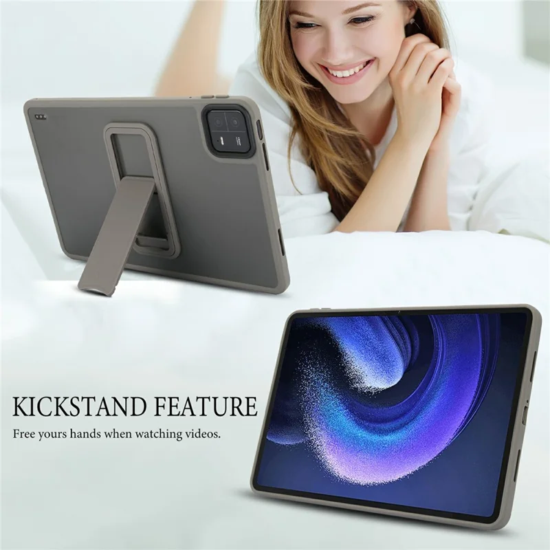 For Xiaomi Pad 6 / Pad 6 Pro Case with Kickstand TPU + PC Skin-Touch Tablet Cover - Grey-Cellmalls