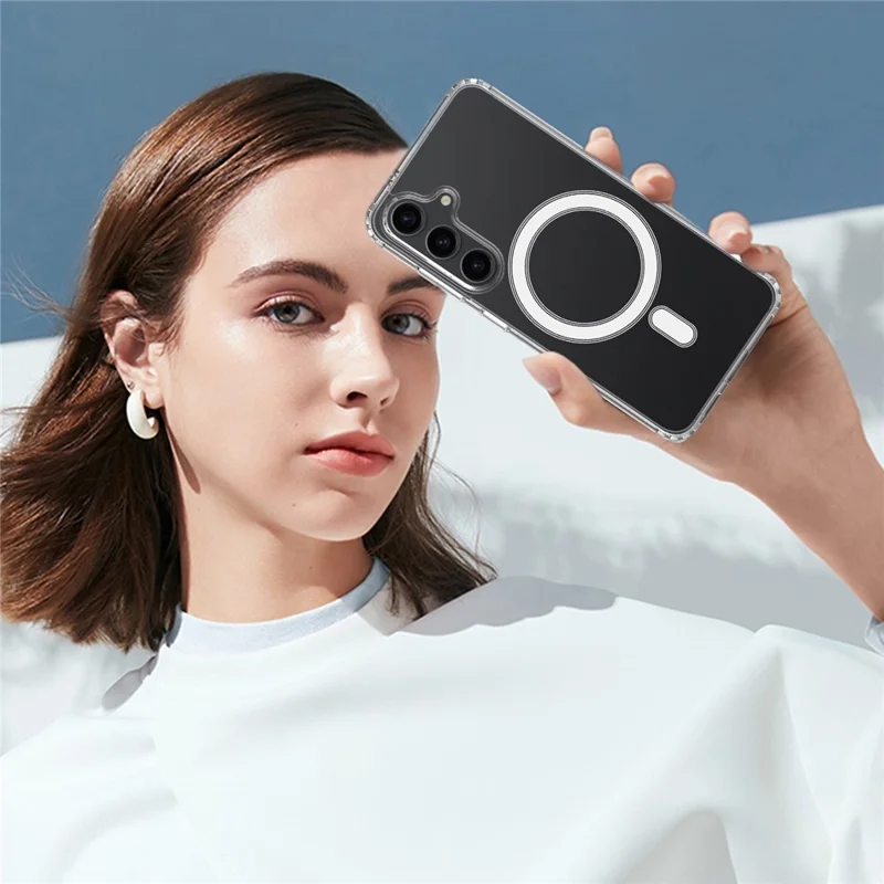 For Samsung Galaxy S25+ Clear Case TPU+Acrylic Magnetic Phone Cover Compatible with MagSafe-Cellmalls