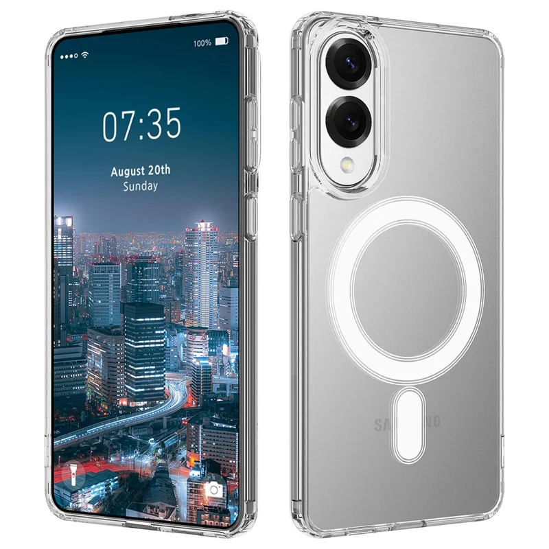 For Samsung Galaxy S25 Edge Clear Phone Case Compatible with MagSafe TPU+Acrylic Back Cover - Clear-Cellmalls