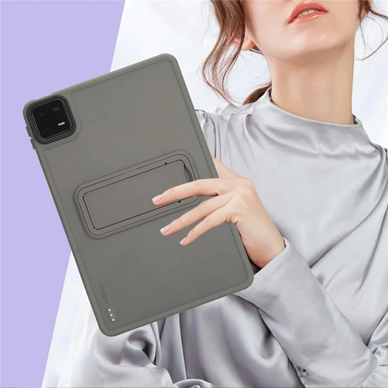 For Xiaomi Pad 6 / Pad 6 Pro Case with Kickstand TPU + PC Skin-Touch Tablet Cover - Grey-Cellmalls