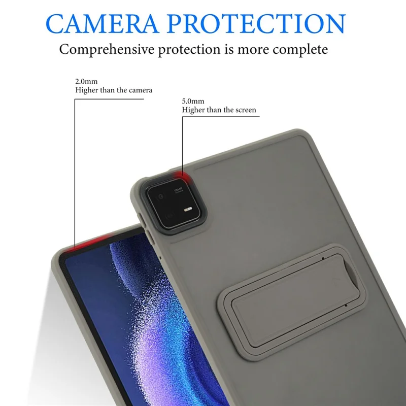 For Xiaomi Pad 6 / Pad 6 Pro Case with Kickstand TPU + PC Skin-Touch Tablet Cover - Grey-Cellmalls