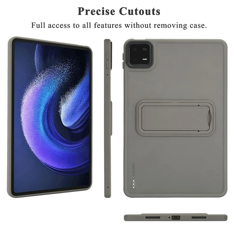 For Xiaomi Pad 6 / Pad 6 Pro Case with Kickstand TPU + PC Skin-Touch Tablet Cover - Grey-Cellmalls