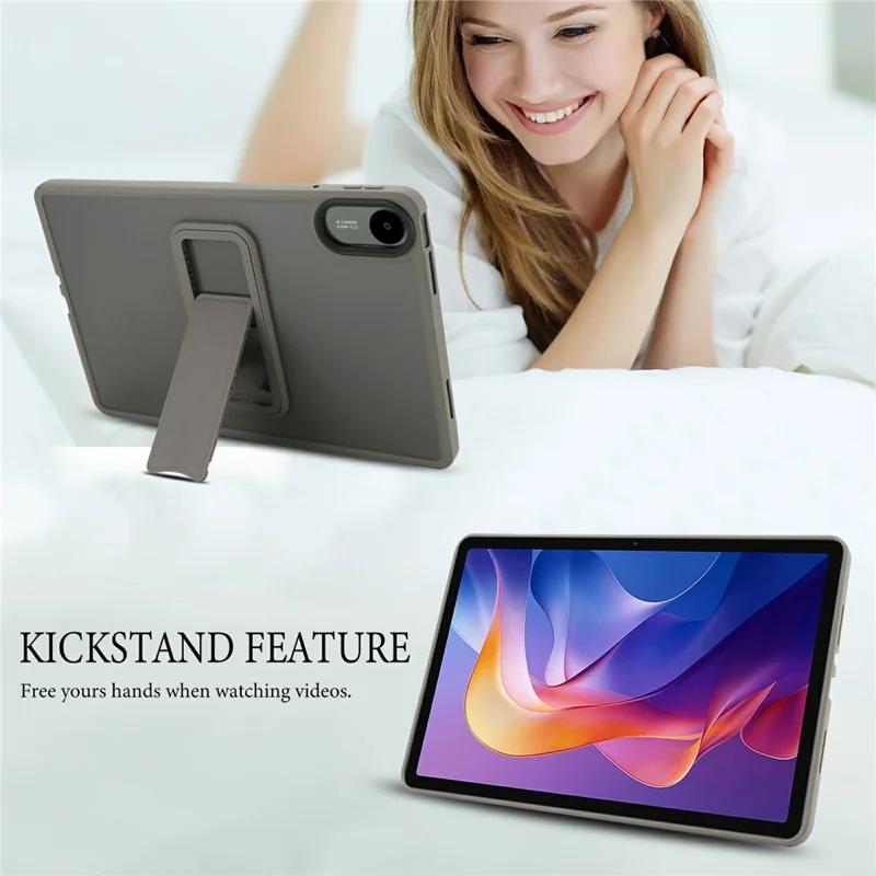 For Xiaomi Redmi Pad 2 / Pad SE 11 2025 Case with Kickstand TPU + PC Skin-Touch Tablet Cover - Grey-Cellmalls