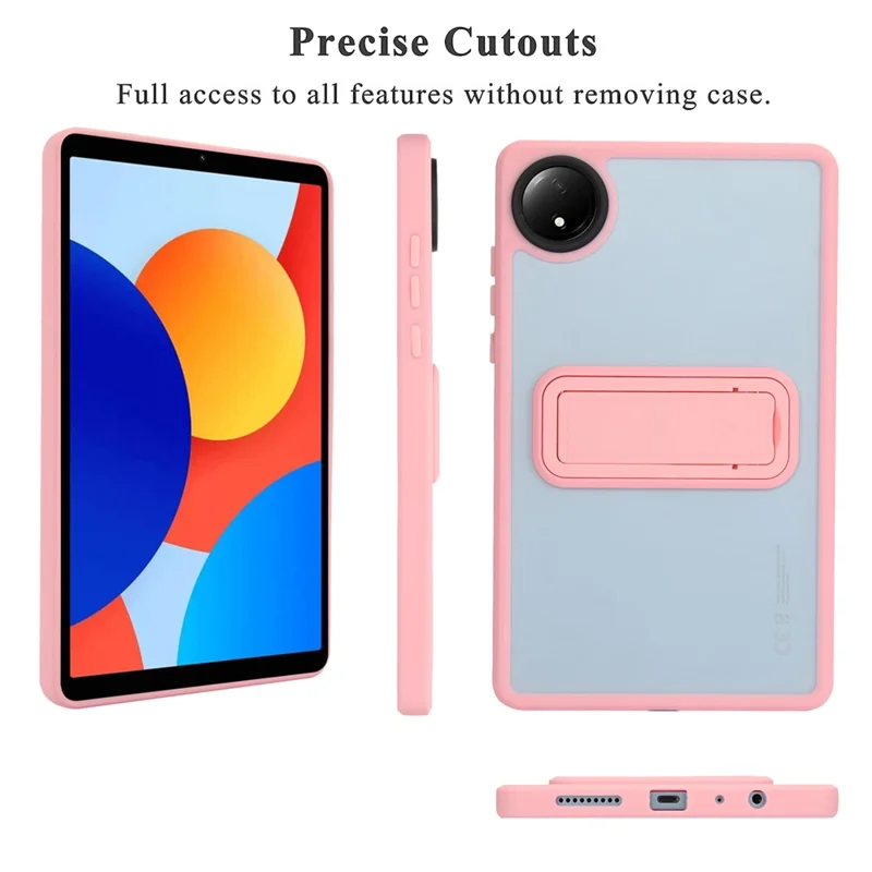 For Xiaomi Redmi Pad SE 4G 8.7 inch Case with Kickstand TPU + PC Skin-Touch Tablet Cover - Pink-Cellmalls