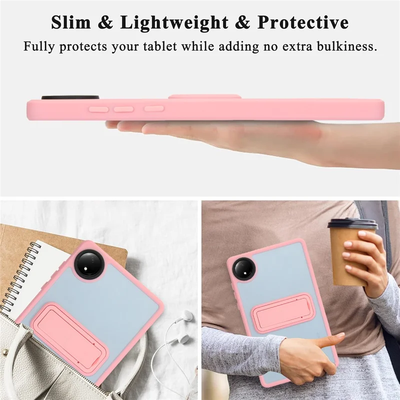 For Xiaomi Redmi Pad SE 4G 8.7 inch Case with Kickstand TPU + PC Skin-Touch Tablet Cover - Pink-Cellmalls