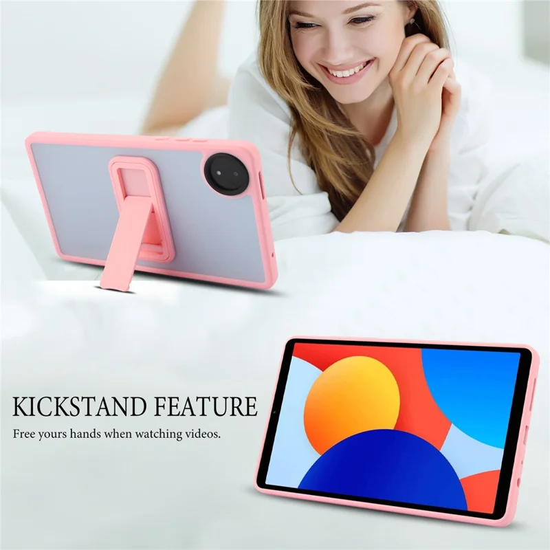 For Xiaomi Redmi Pad SE 4G 8.7 inch Case with Kickstand TPU + PC Skin-Touch Tablet Cover - Pink-Cellmalls