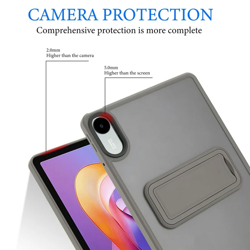 For Xiaomi Redmi Pad 2 / Pad SE 11 2025 Case with Kickstand TPU + PC Skin-Touch Tablet Cover - Grey-Cellmalls
