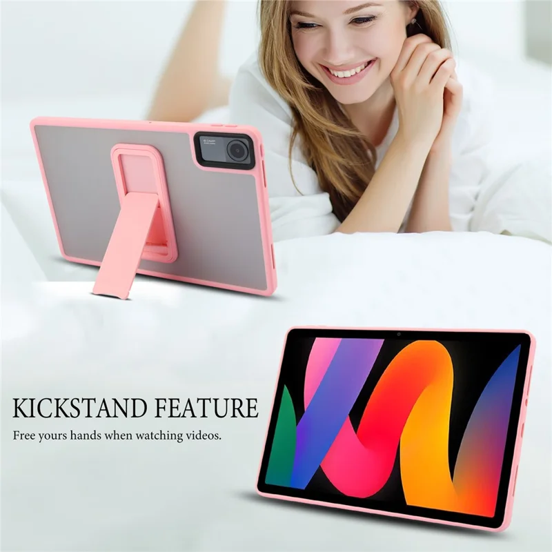 For Xiaomi Redmi Pad SE Case with Kickstand TPU + PC Skin-Touch Tablet Cover - Pink-Cellmalls