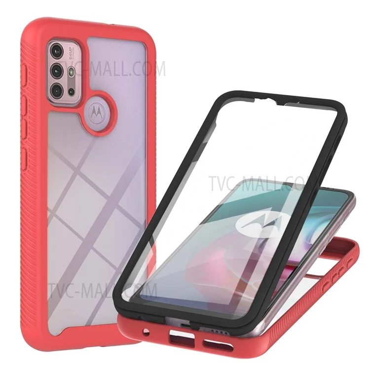 PC + TPU Hybrid Cover Drop Buffer Phone Case with PET Screen Protector for Motorola Moto G30/G10/G10 Power - Black-Cellmalls