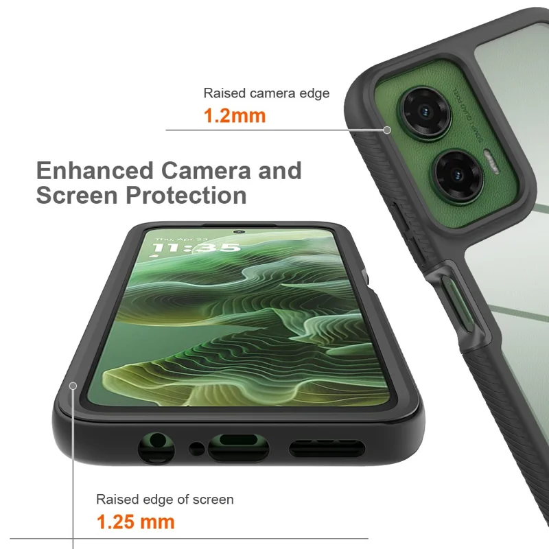 For Motorola Moto G35 5G Case PC+TPU Phone Clear Back Cover with PET Screen Film - Black-Cellmalls