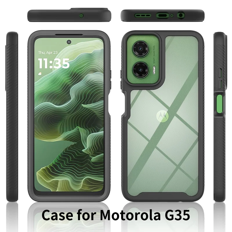 For Motorola Moto G35 5G Case PC+TPU Phone Clear Back Cover with PET Screen Film - Black-Cellmalls