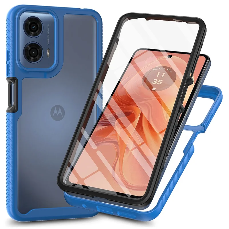 For Motorola Moto G35 5G Case PC+TPU Phone Clear Back Cover with PET Screen Film - Black-Cellmalls